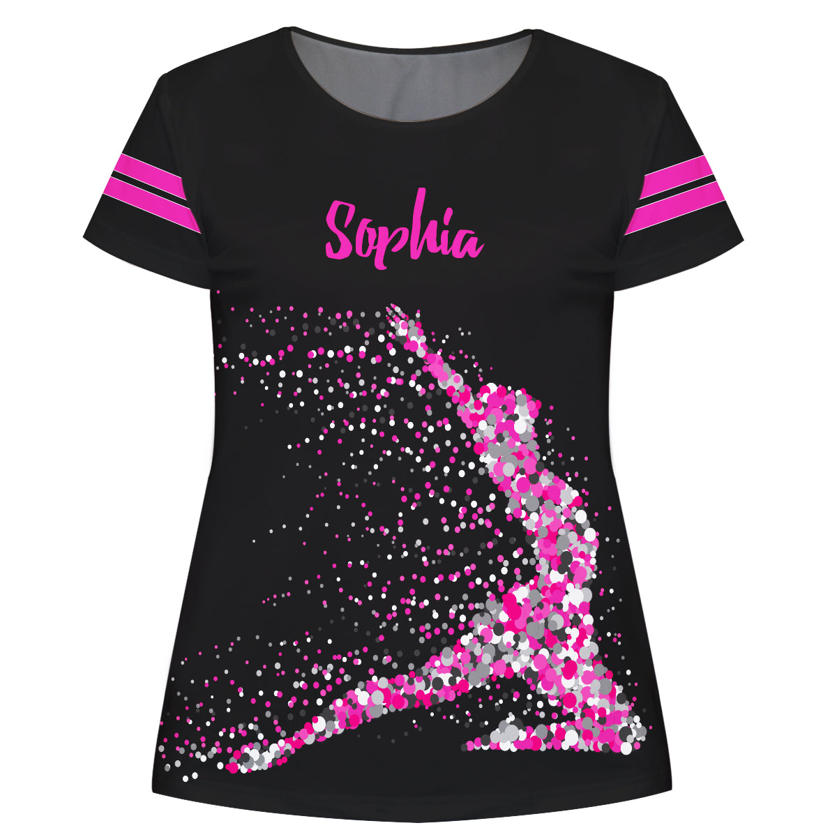 Black and hot pink gymnast girls blouse with name – Wimziy&Co.