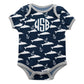 Dolphin Print Monogram Navy Boys Onesie