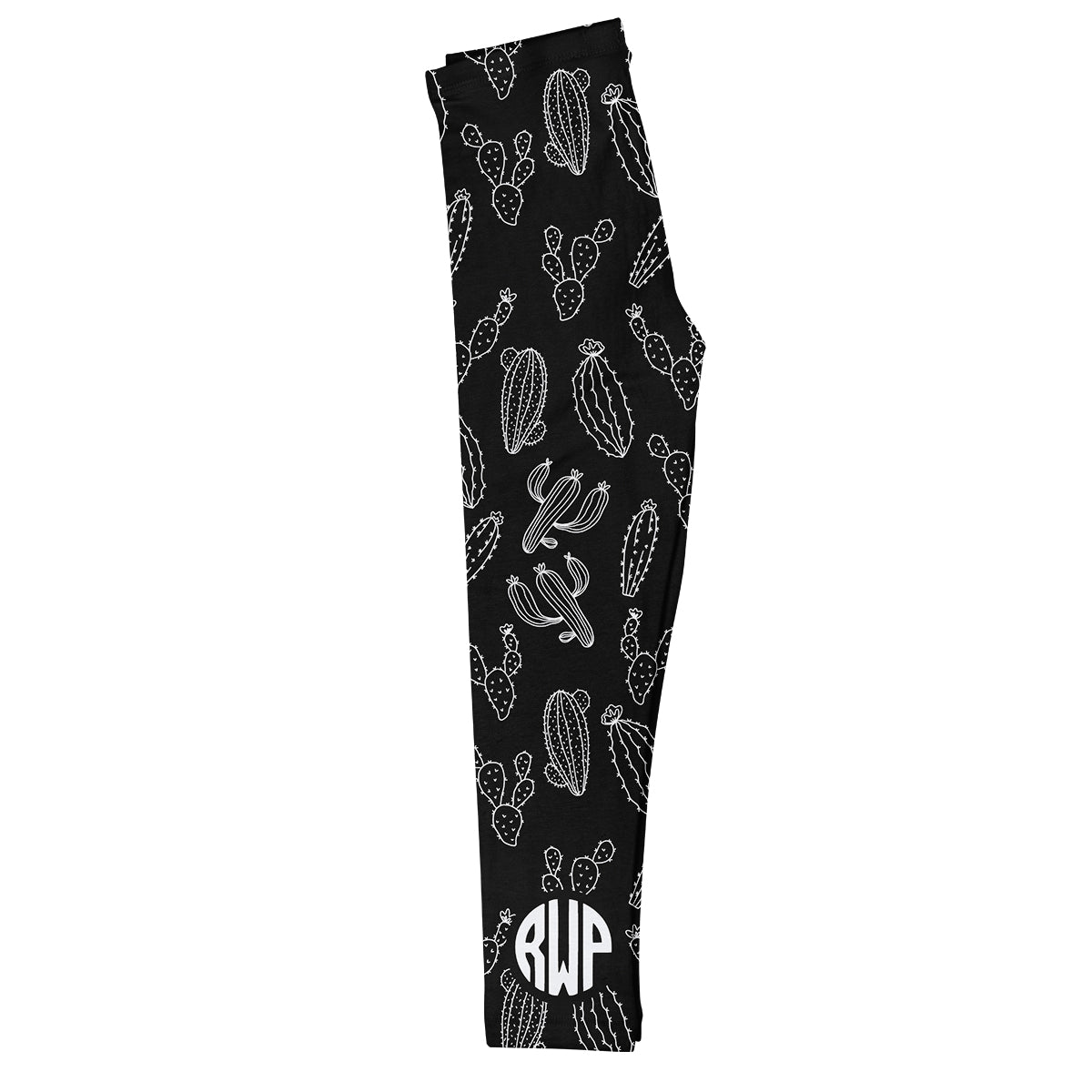 Cactus Print Monogram Black Leggings