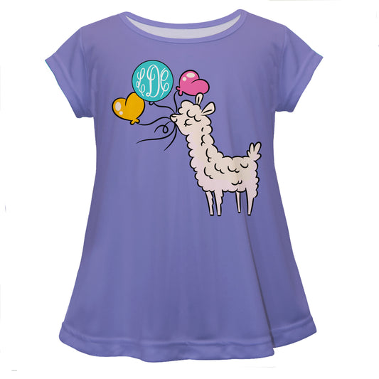 Purple and white llama girls blouse with monogram - Wimziy&Co.