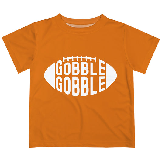 Gobble Gobble Football Ball Orange Short Sleeve Tee Shirt