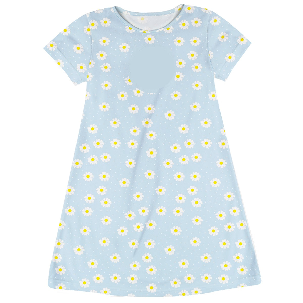 Flowers Print Personalized Monogram Light Blue Short Sleeve A Line Dress - Wimziy&Co.