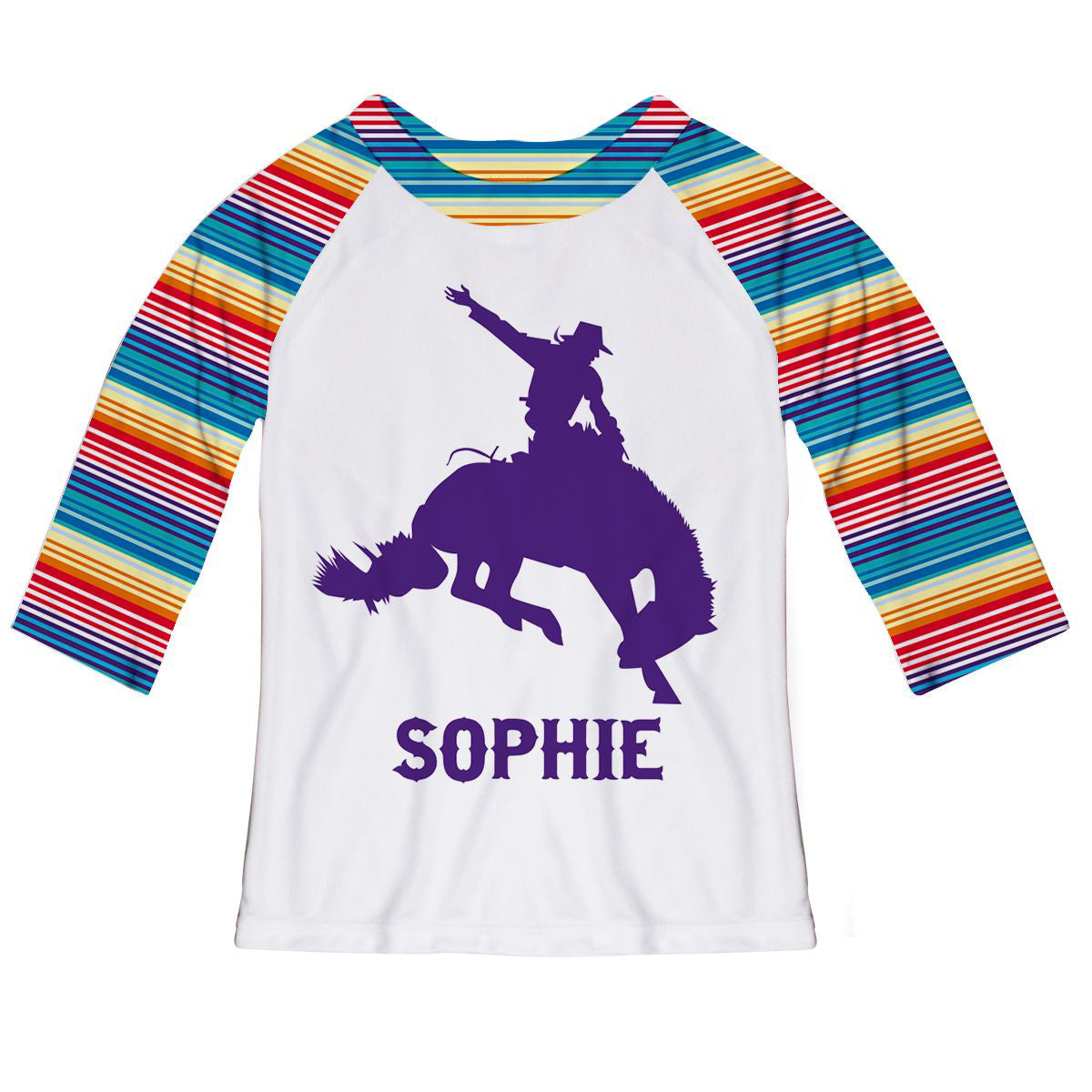 Cowgirl Name White Raglan Tee Shirt 3/4 Sleeve