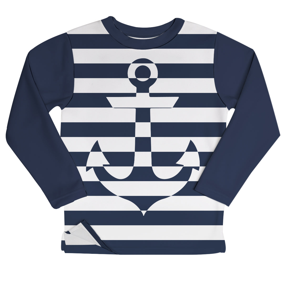 Anchor White and Navy Stripes Fleece Sweatshirt With Side Vents