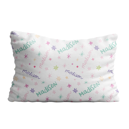 Stars Name Print White Pillow Case 20 X 27""