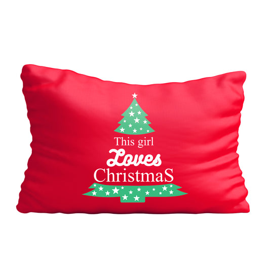 This Girl Loves Christmas Red Pillow Case 20 x 27""