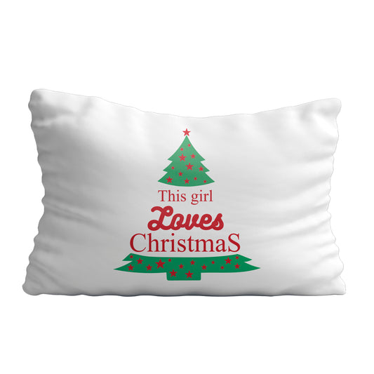 This Girl Loves Christmas White Pillow Case 20 x 27""