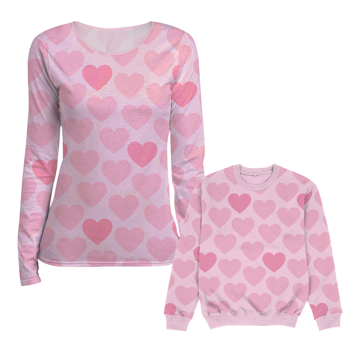 Hearts Print Pink Crewneck Sweatshirt - Wimziy&Co.