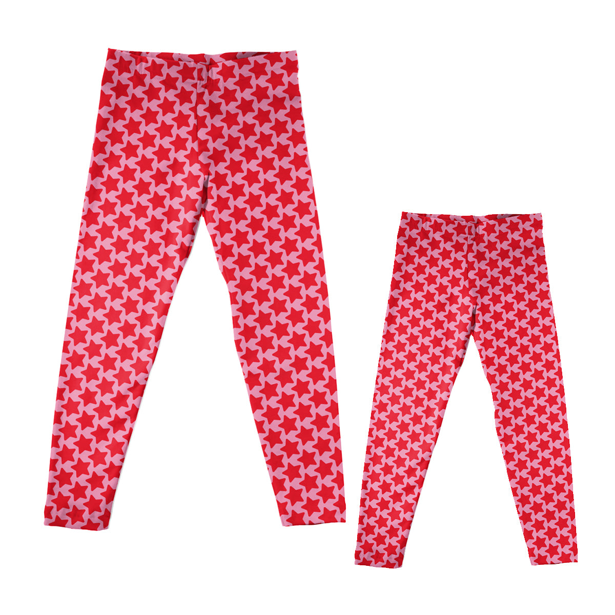 Stars Print Red and Pink Leggings - Wimziy&Co.