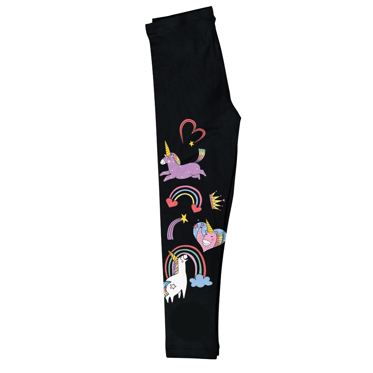 Rainbow and Unicorn Monogram Black Leggings - Wimziy&Co.