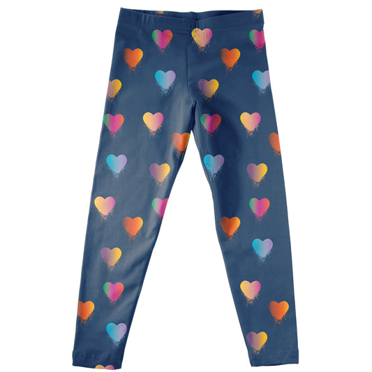 Hearts Print Navy Leggings