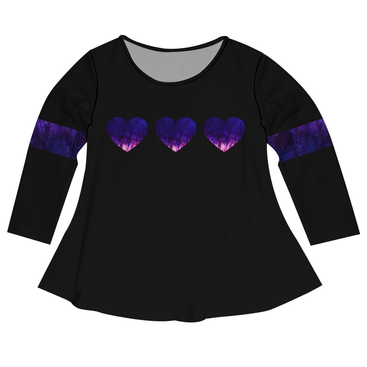 Purple Hearts Black Long Sleeve Laurie Top