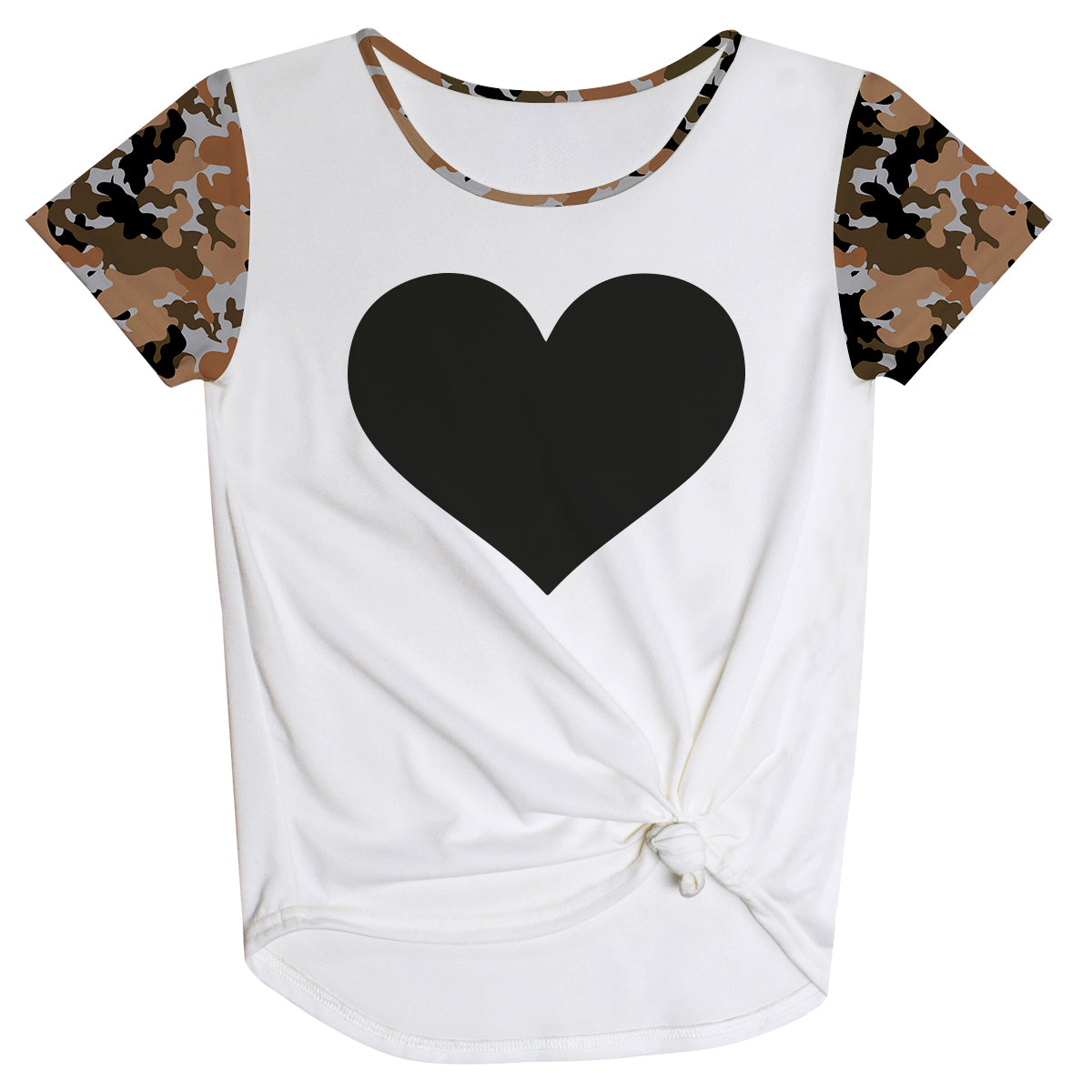 Black Heart White Knot Top