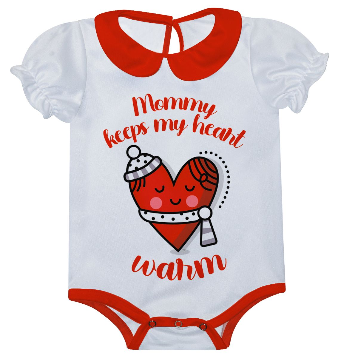 Mommy Keeps My Heart Warm White Short Sleeve Onesie