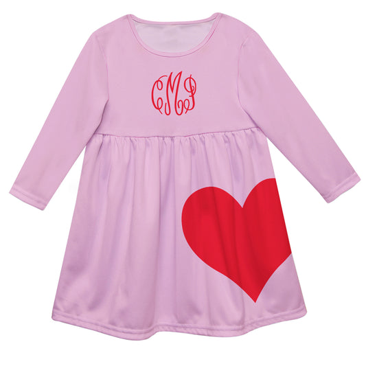 Heart Personalized Monogram Pink Long Sleeve Epic Dress