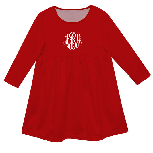 Monogram Red Long Sleeve Epic Dress