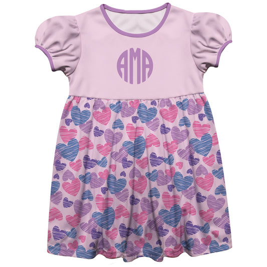 ValentineS Hearts Monogram Pink Short Sleeve Epic Dress