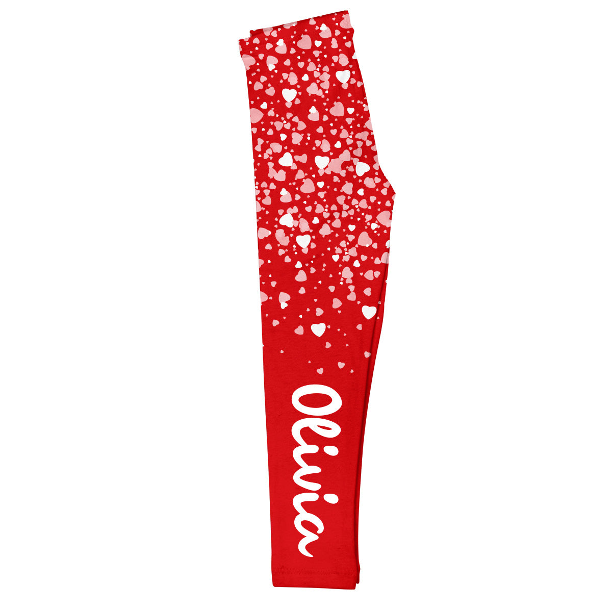 Hearts Personalized Name Red Leggings