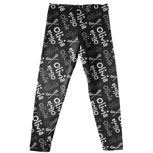 Lacrosse Name Black Leggings