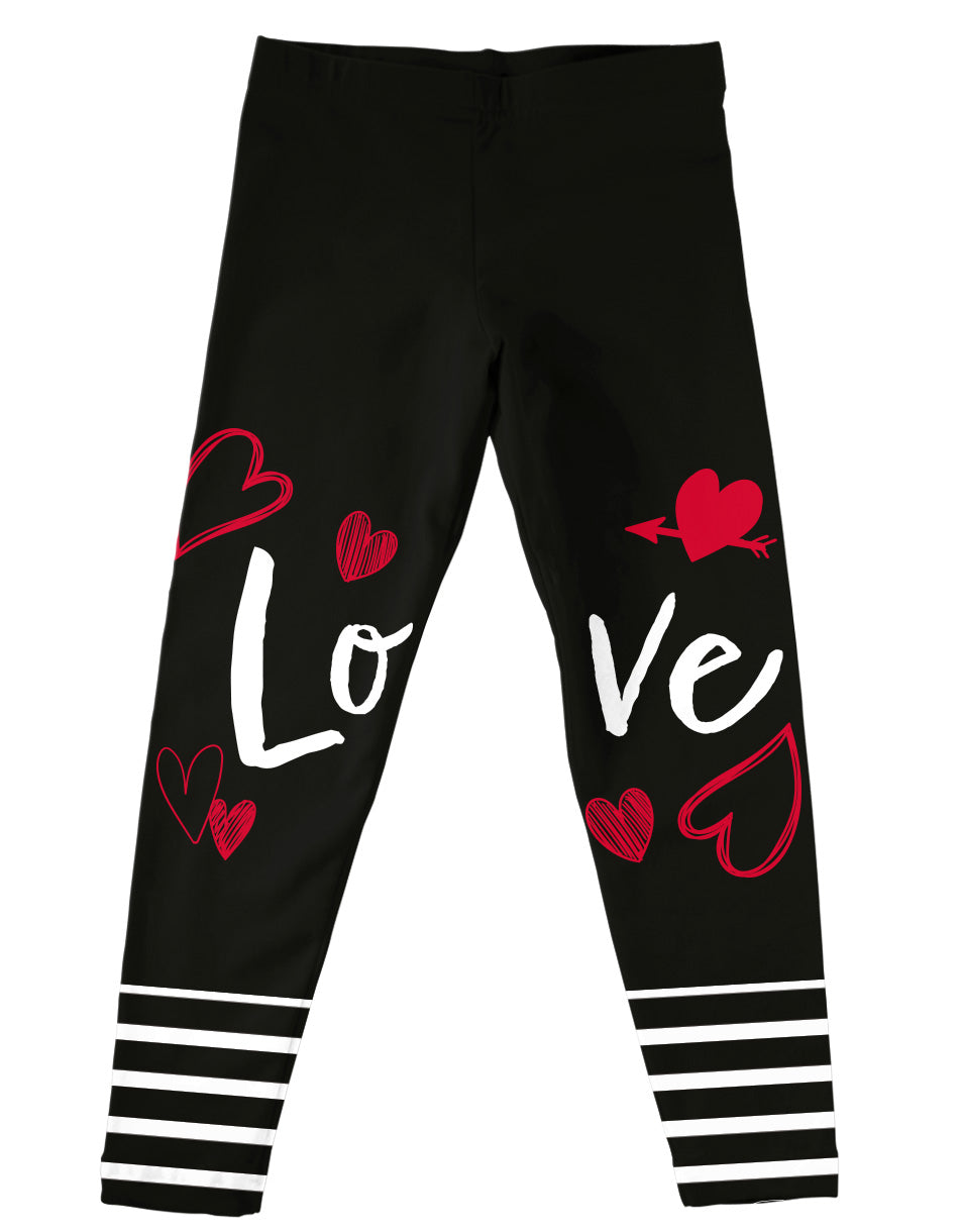 Love Heart Black and White Stripes Leggings