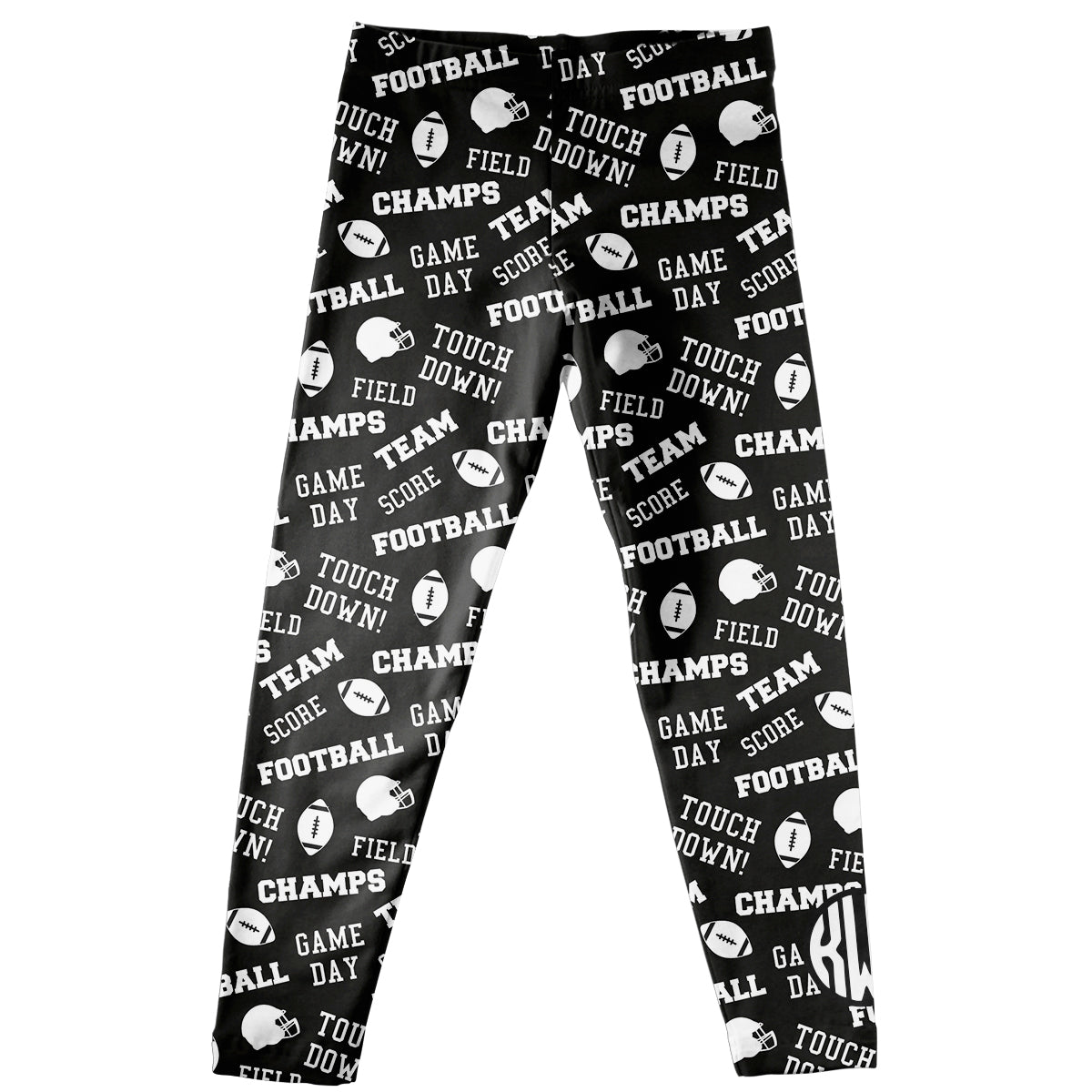 Football Print Monogram Black White Leggings