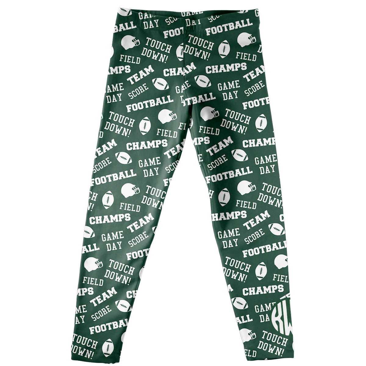 Monogram Football Green and White Leggings