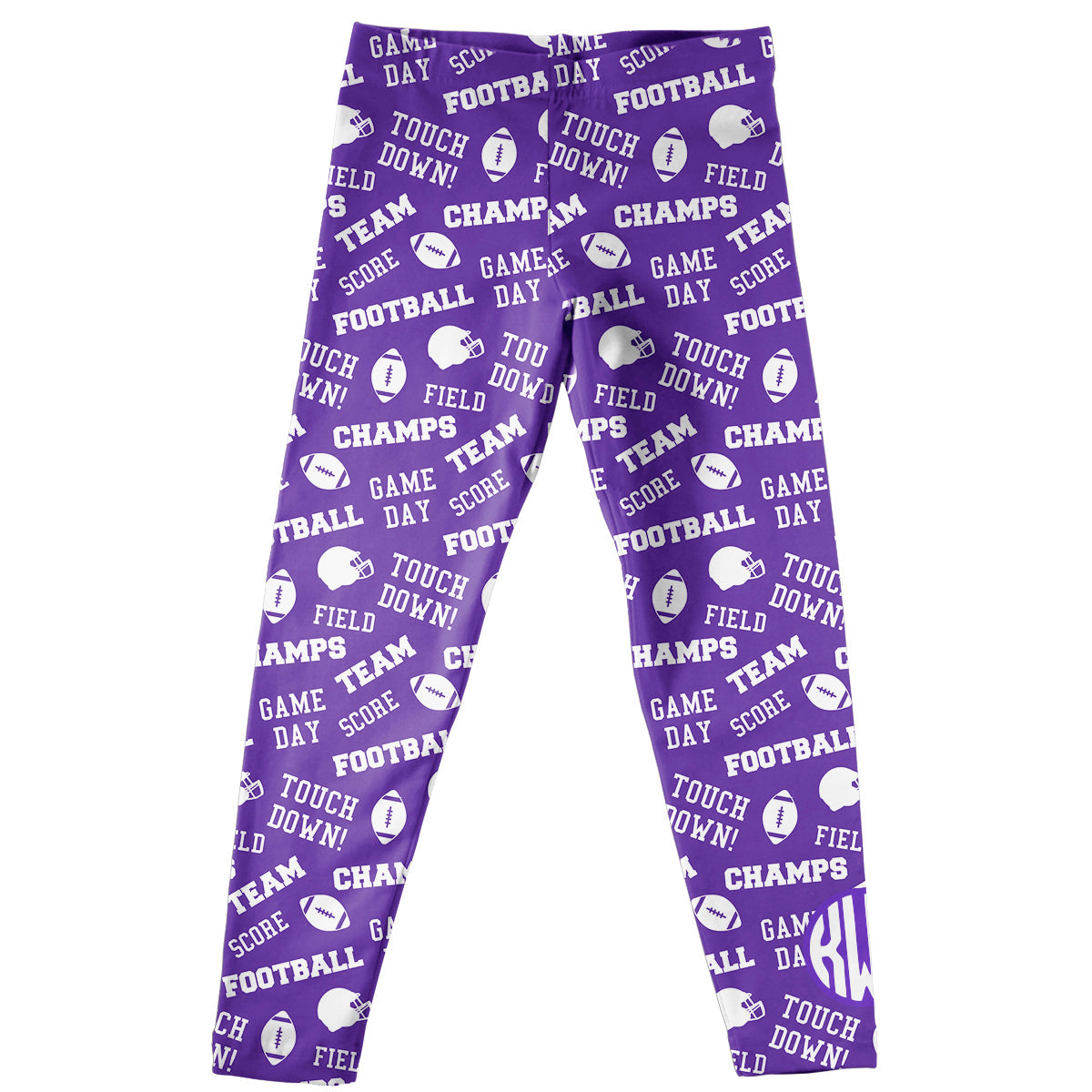 Monogram Football Purple and White Leggings