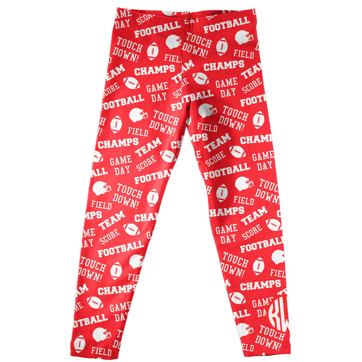 Monogram Football Red and White Leggings