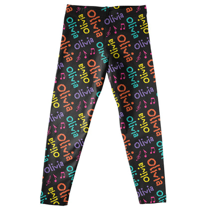 Music Notes Name Black Leggings