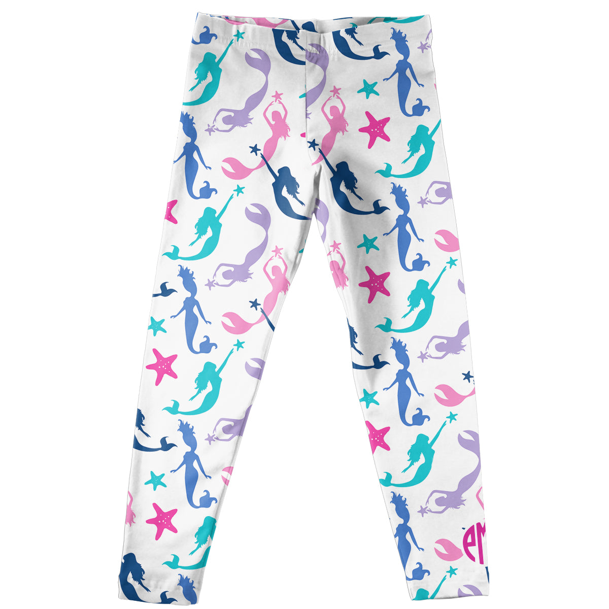 Mermaid Monogram White Leggings - Wimziy&Co.