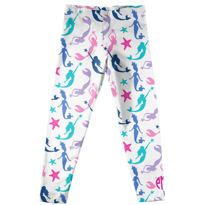 Mermaid Monogram White Leggings - Wimziy&Co.