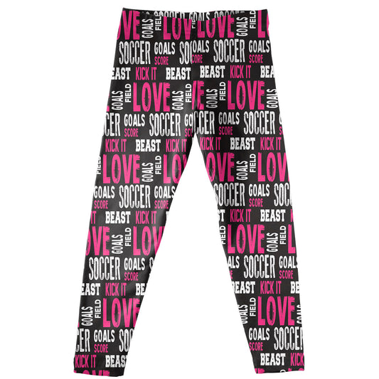 Soccer Love Black and Pink Leggings - Wimziy&Co.