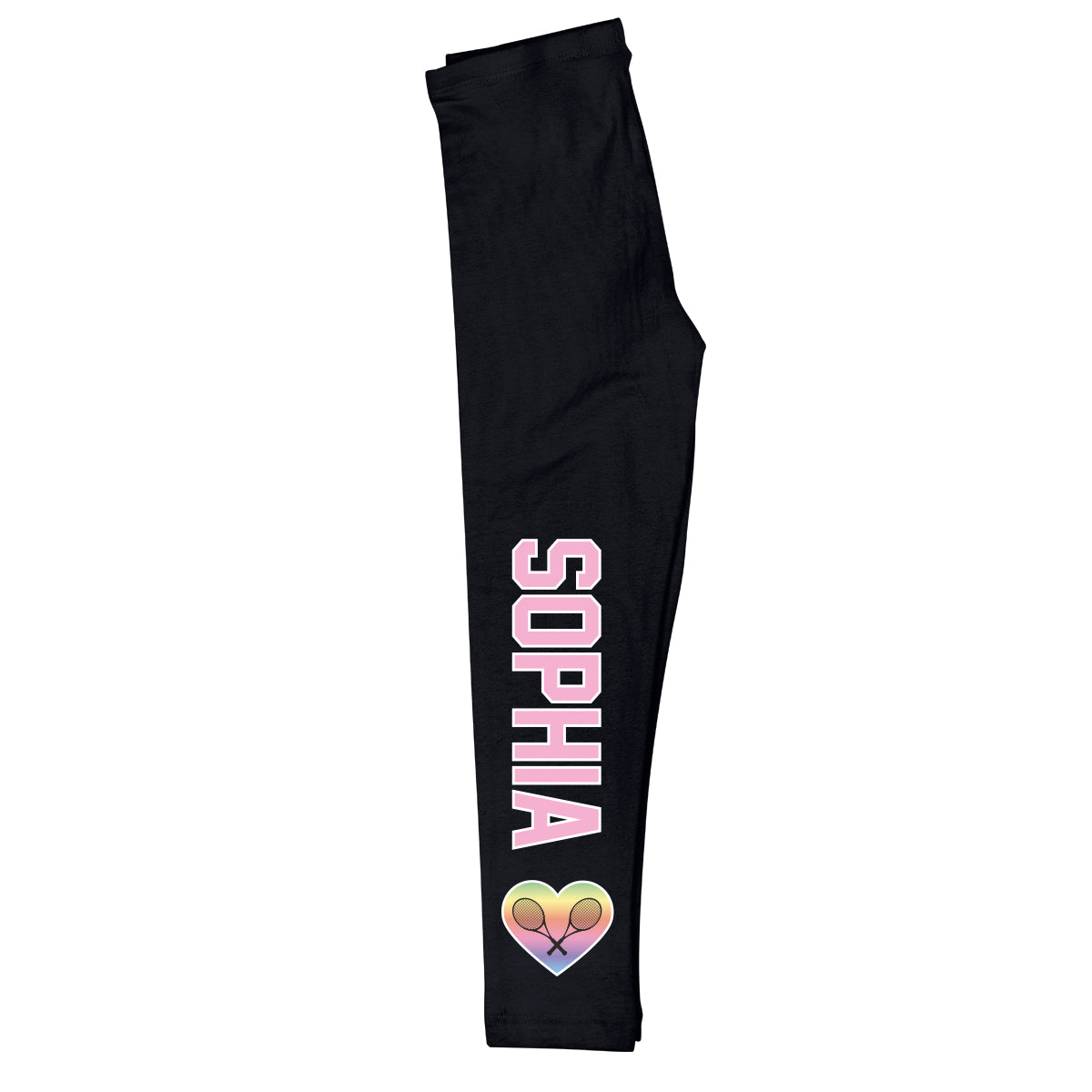 Tennis Heart Name Black Leggings