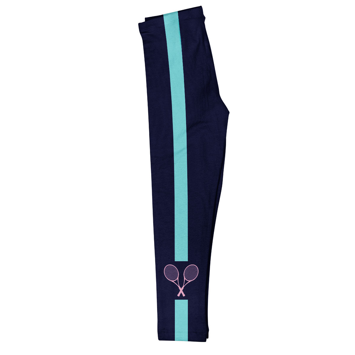 Tennis Racket Turquoise Stripe Navy Leggings