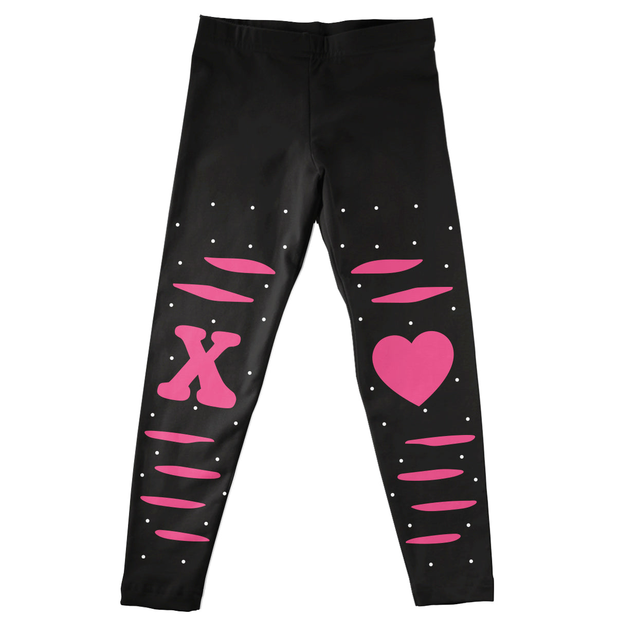 XO Heart Black and Pink Leggings