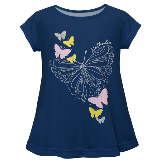 Butterfly Navy Short Sleeve Laurie Top