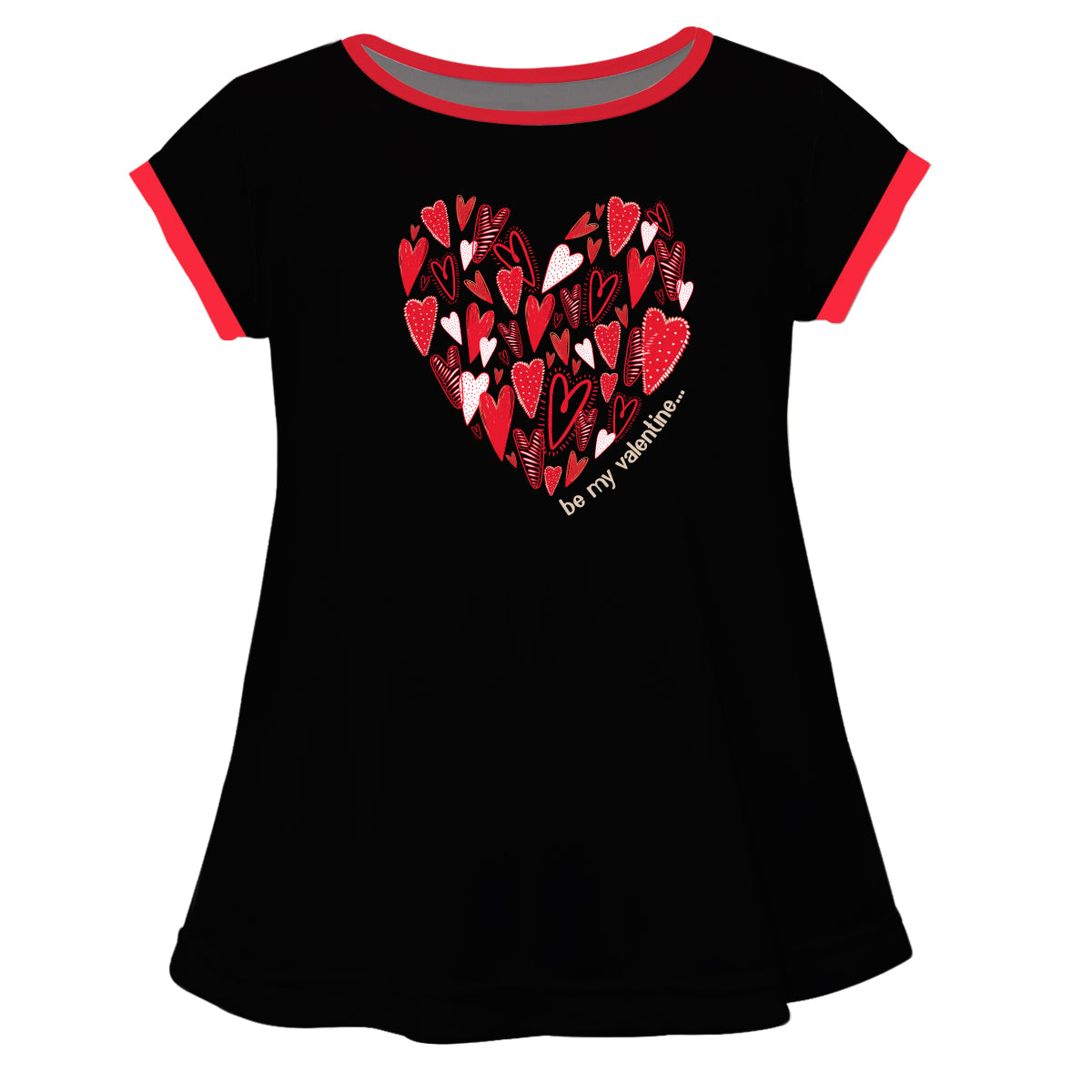 Be My Valentine Black Short Sleeve Laurie Top - Wimziy&Co.