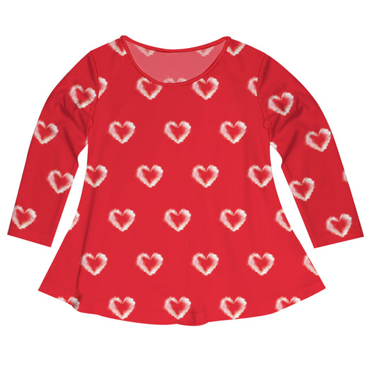 Cloud Heats Print Red Long Sleeve Laurie Top