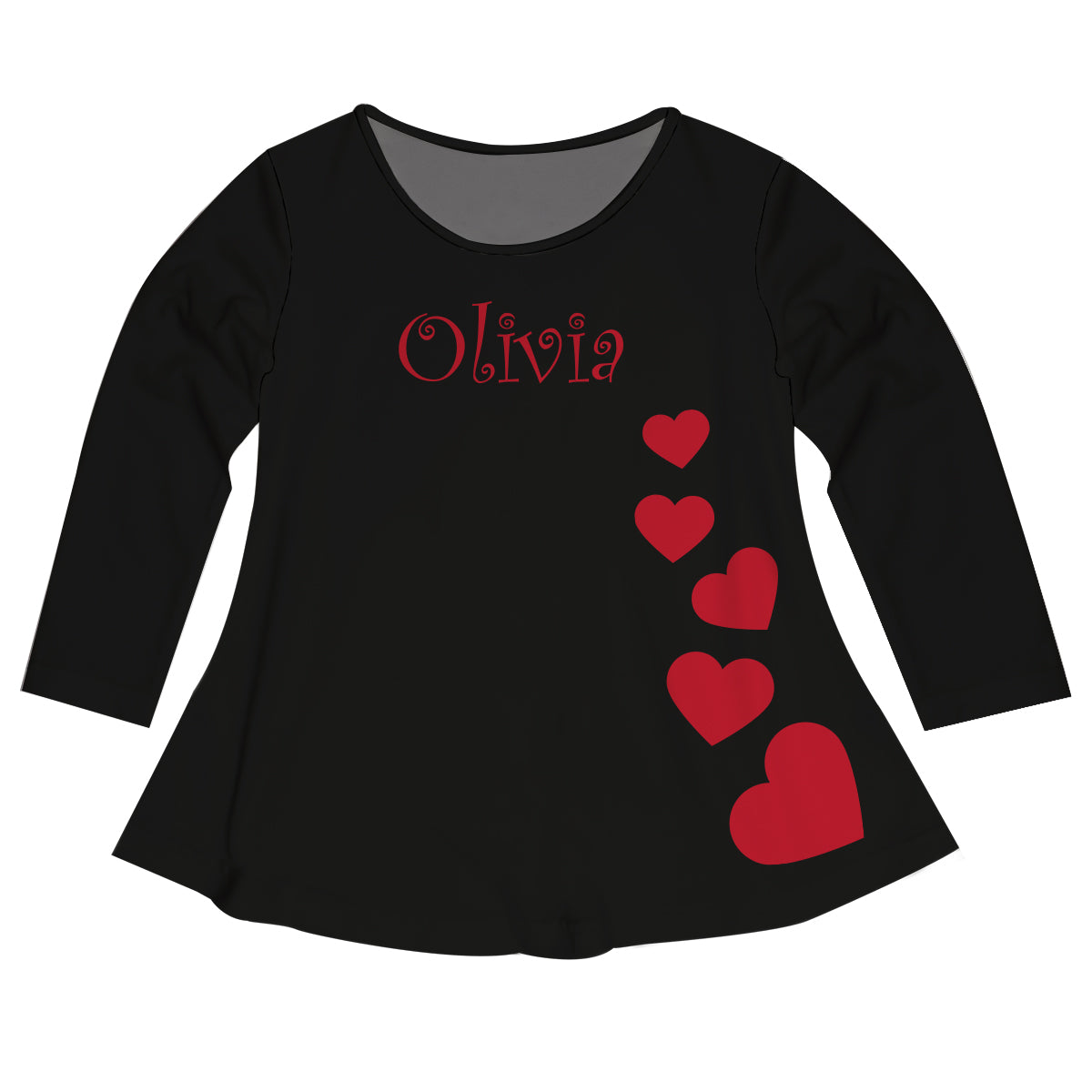 Heart Personalized Name Black Long Sleeve - Wimziy&Co.