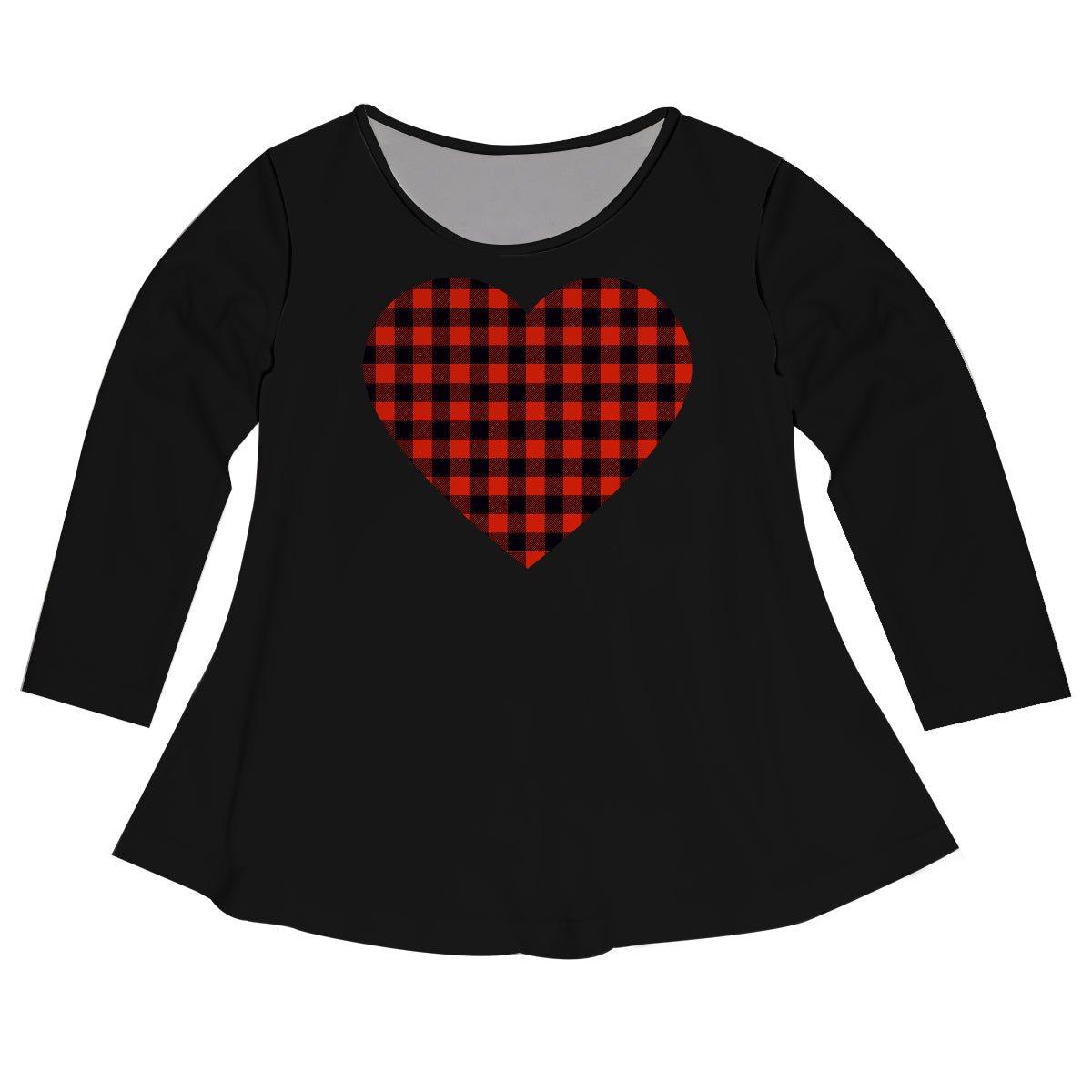 Girls black and plaid heart long sleeve blouse with name - Wimziy&Co.