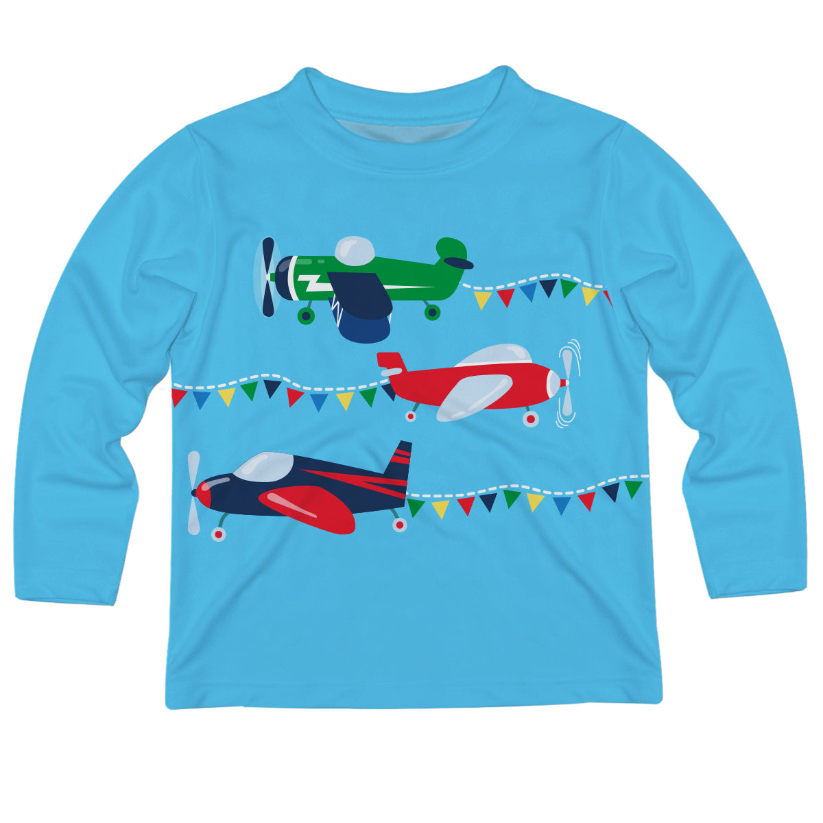 Airplanes Turquoise Long Sleeve Tee Shirt