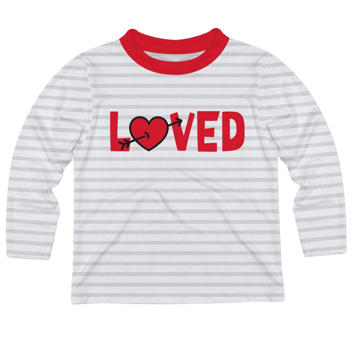 Loved Gray and White Stripes Long Sleeve Tee Shirt