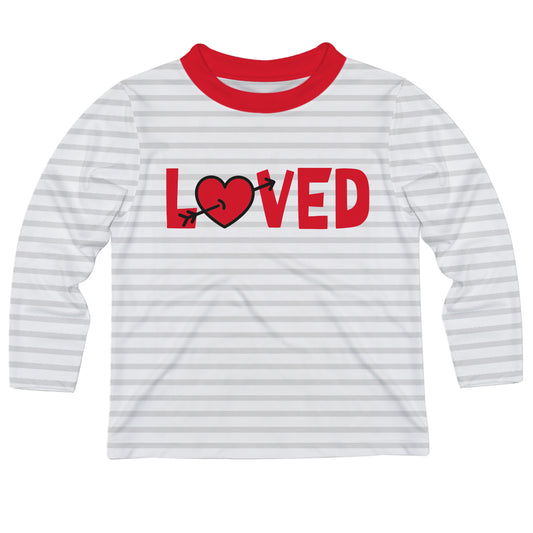 Loved Gray and White Stripes Long Sleeve Tee Shirt