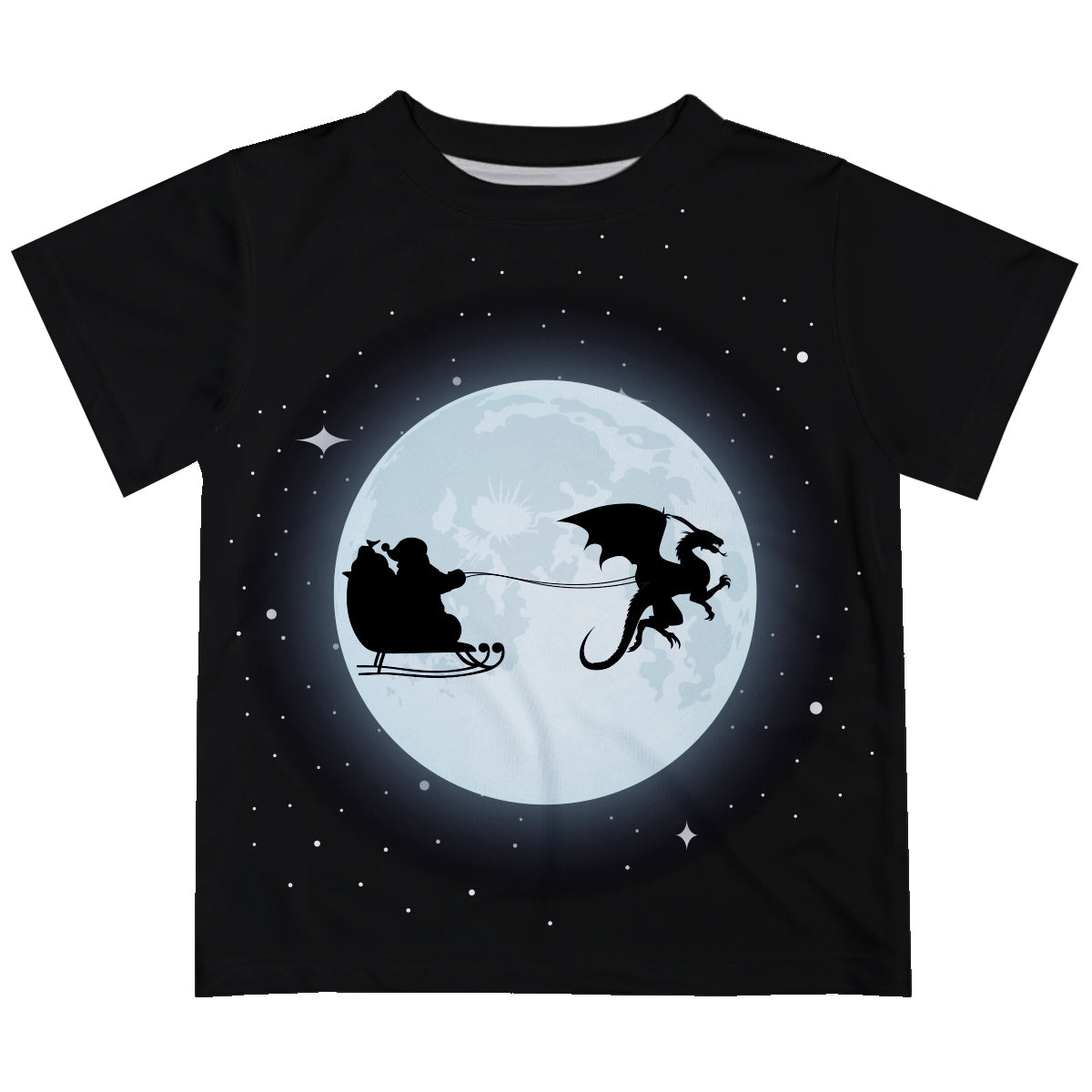 Santa And Dragon Black Short Sleeve Tee Shirt