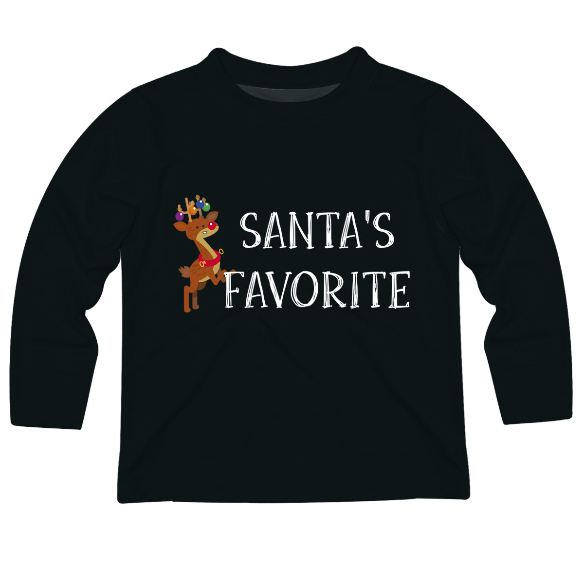 Santa's Favorite Black Long Sleeve Boys T-Shirt