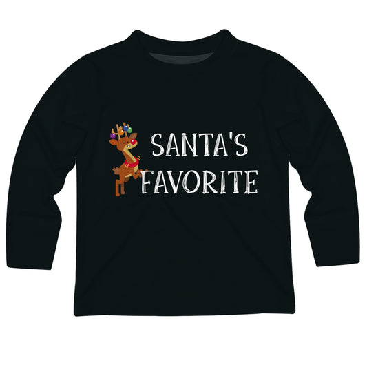 Santa's Favorite Black Long Sleeve Boys T-Shirt