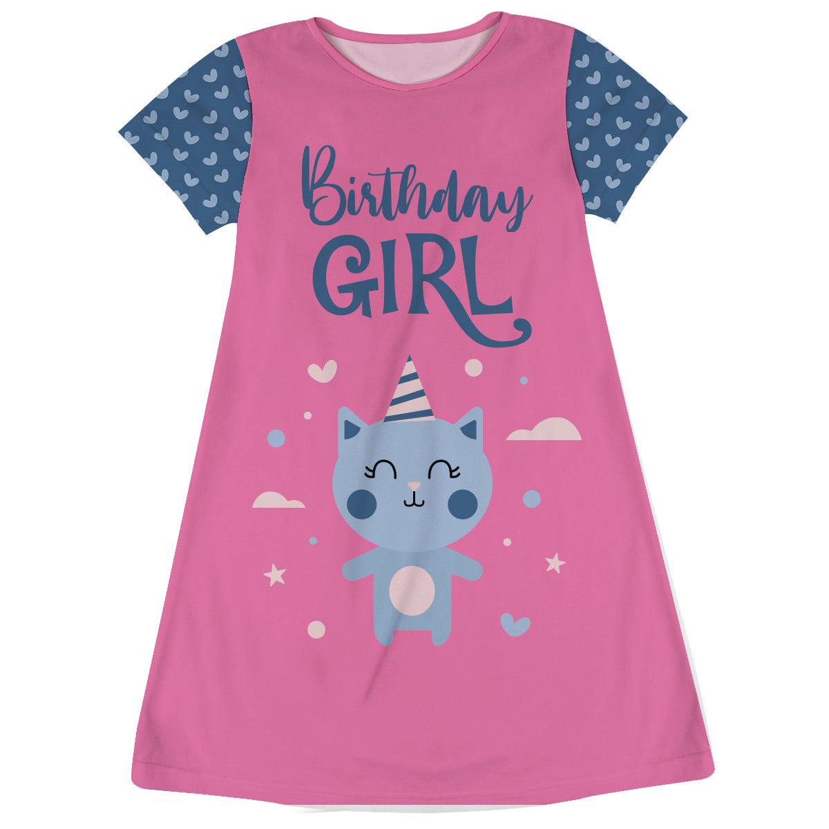 Birthday Girl Hot Pink Short Sleeve A Line Dress