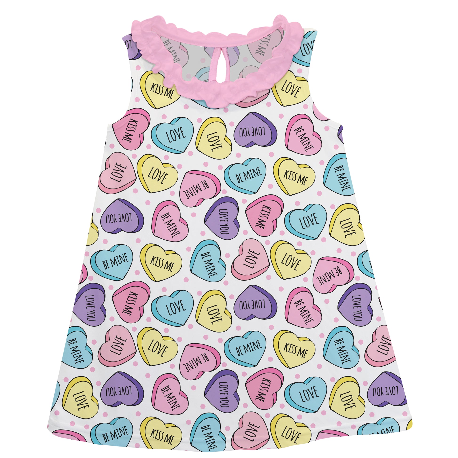 Be Mine Love Print White and Pink A Line Dress