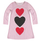 Hearts Polka Dots Pink Red and Black Long Sleeve A Line Dress