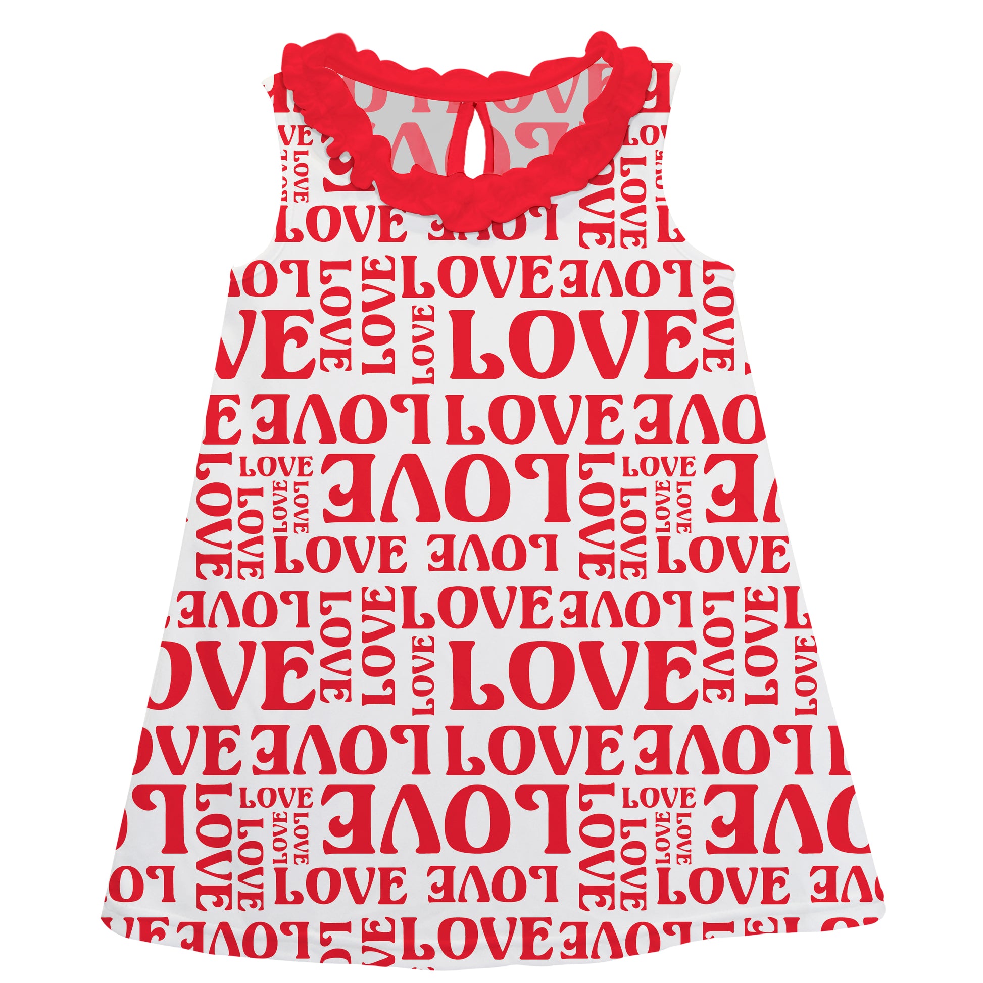 Love Print White and Red A Line Dress